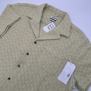 Rizort Men's Gregory Basketweave Knit Camp Shirt, Size Large, Pale Green